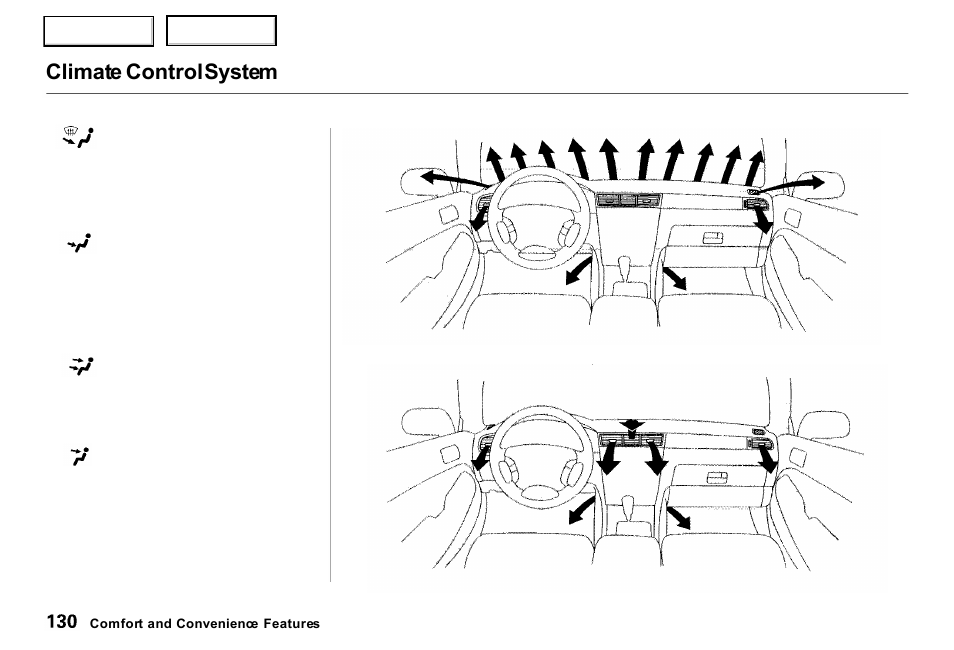 Climate control system | Acura 2000 RL - Owner's Manual User Manual | Page 133 / 330