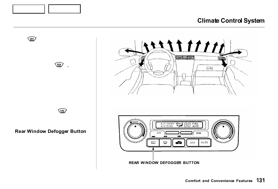 Climate control system | Acura 2000 RL - Owner's Manual User Manual | Page 134 / 330