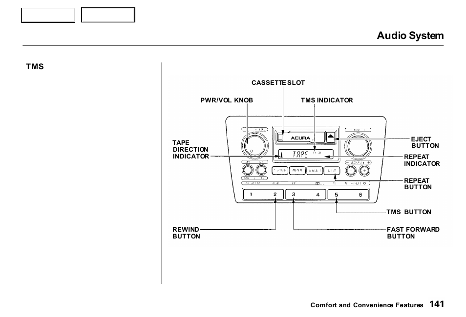 Audio system | Acura 2000 RL - Owner's Manual User Manual | Page 144 / 330