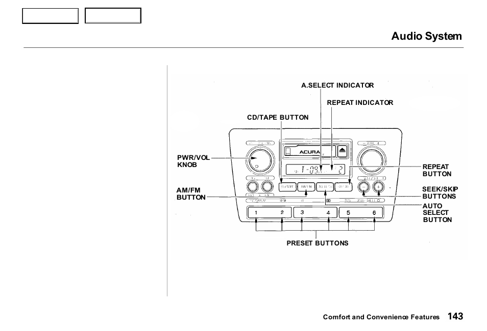 Audio system | Acura 2000 RL - Owner's Manual User Manual | Page 146 / 330