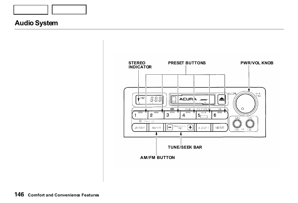 Audio system | Acura 2000 RL - Owner's Manual User Manual | Page 149 / 330