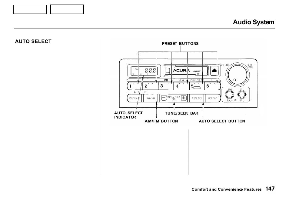 Audio system | Acura 2000 RL - Owner's Manual User Manual | Page 150 / 330