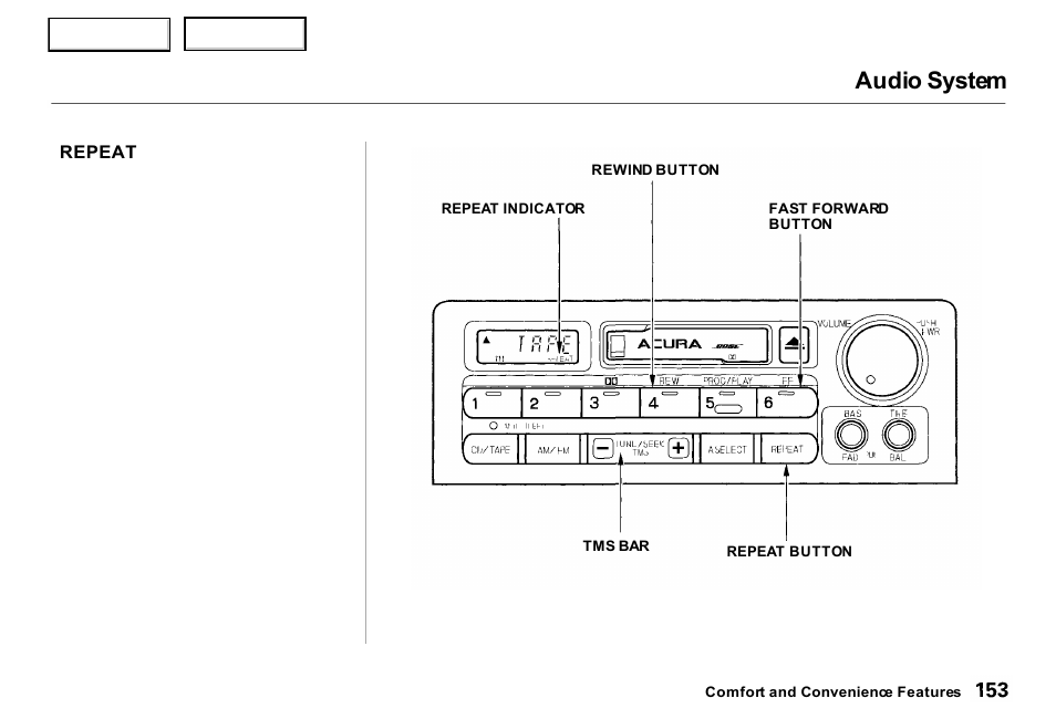 Audio system | Acura 2000 RL - Owner's Manual User Manual | Page 156 / 330