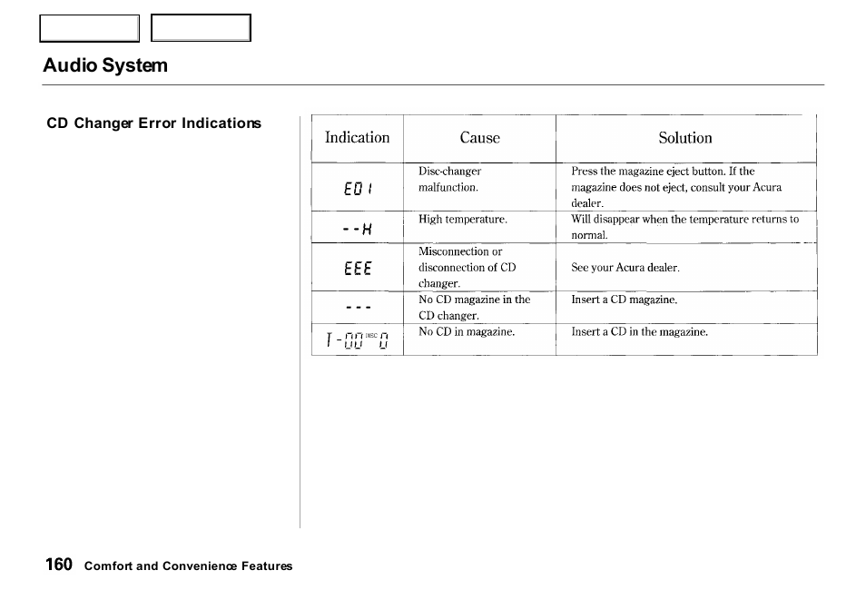 Audio system | Acura 2000 RL - Owner's Manual User Manual | Page 163 / 330