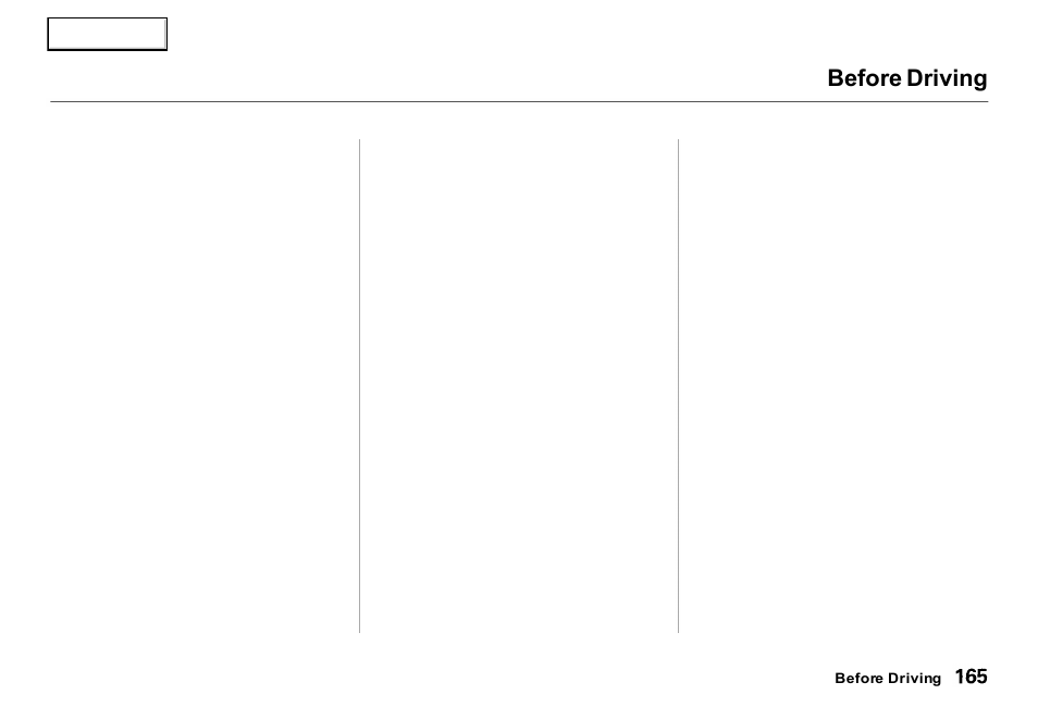 Before driving | Acura 2000 RL - Owner's Manual User Manual | Page 168 / 330