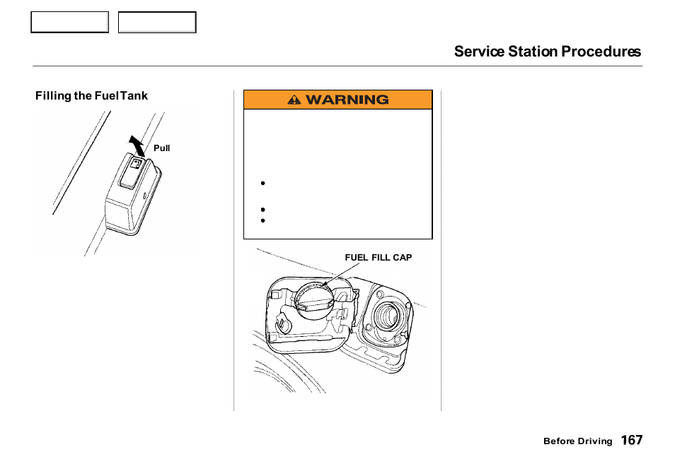 Service station procedures | Acura 2000 RL - Owner's Manual User Manual | Page 170 / 330