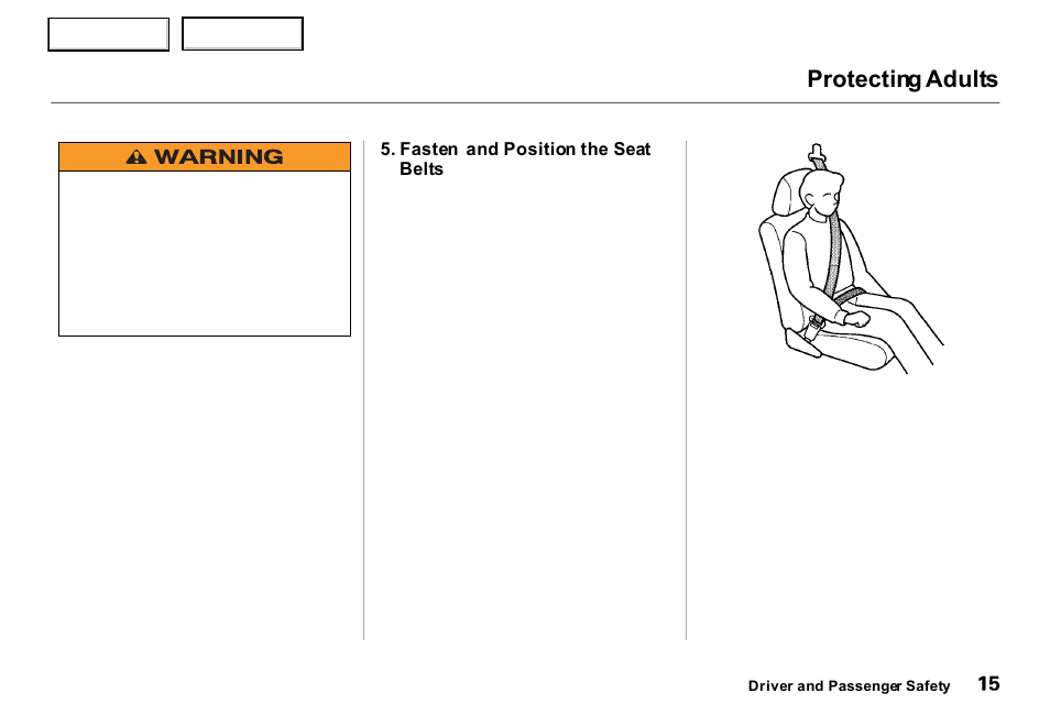 Protecting adults | Acura 2000 RL - Owner's Manual User Manual | Page 18 / 330