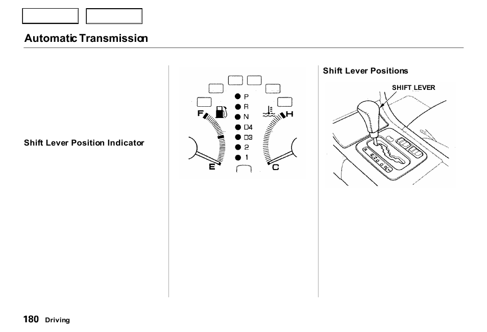 Automatic transmission | Acura 2000 RL - Owner's Manual User Manual | Page 183 / 330