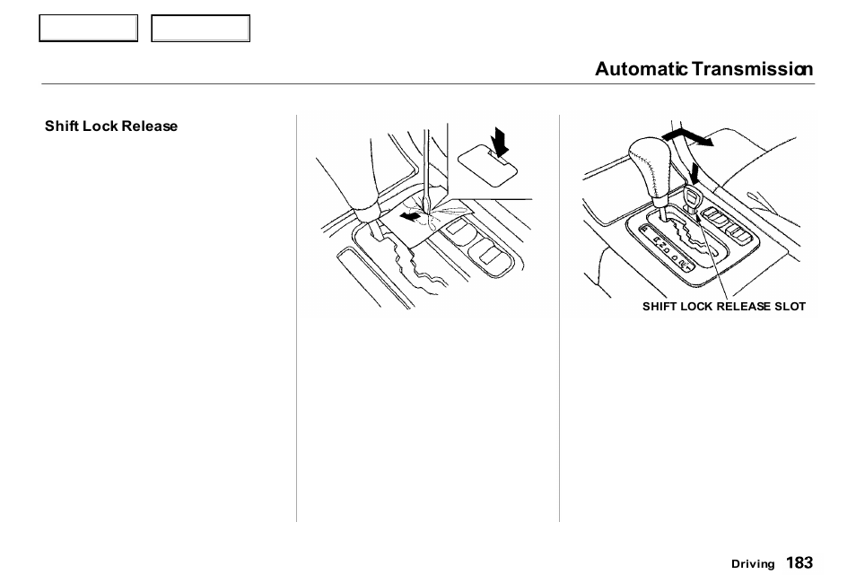 Automatic transmission | Acura 2000 RL - Owner's Manual User Manual | Page 186 / 330