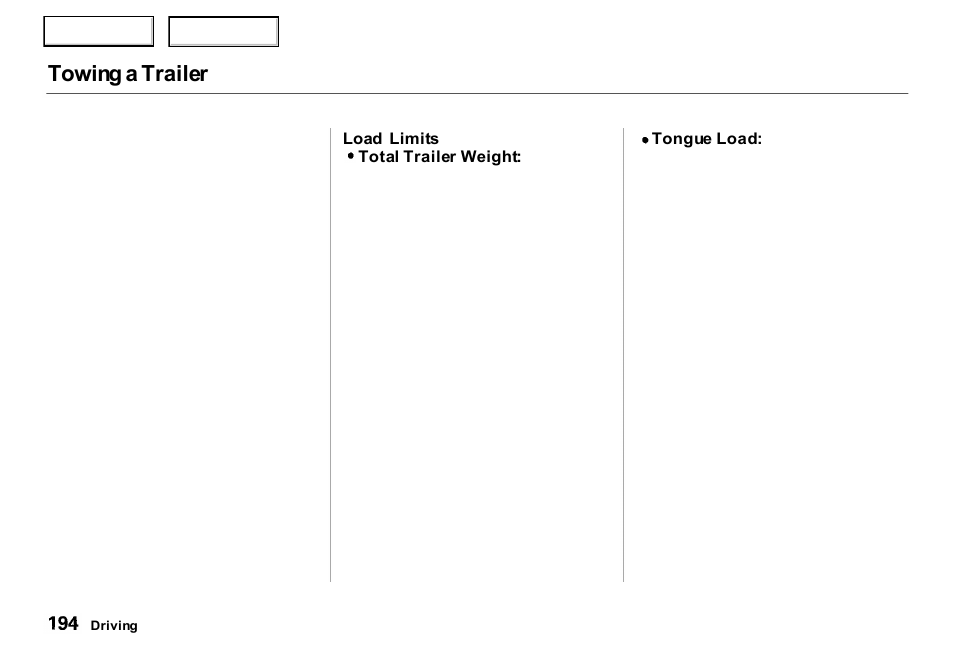 Towing a trailer | Acura 2000 RL - Owner's Manual User Manual | Page 197 / 330