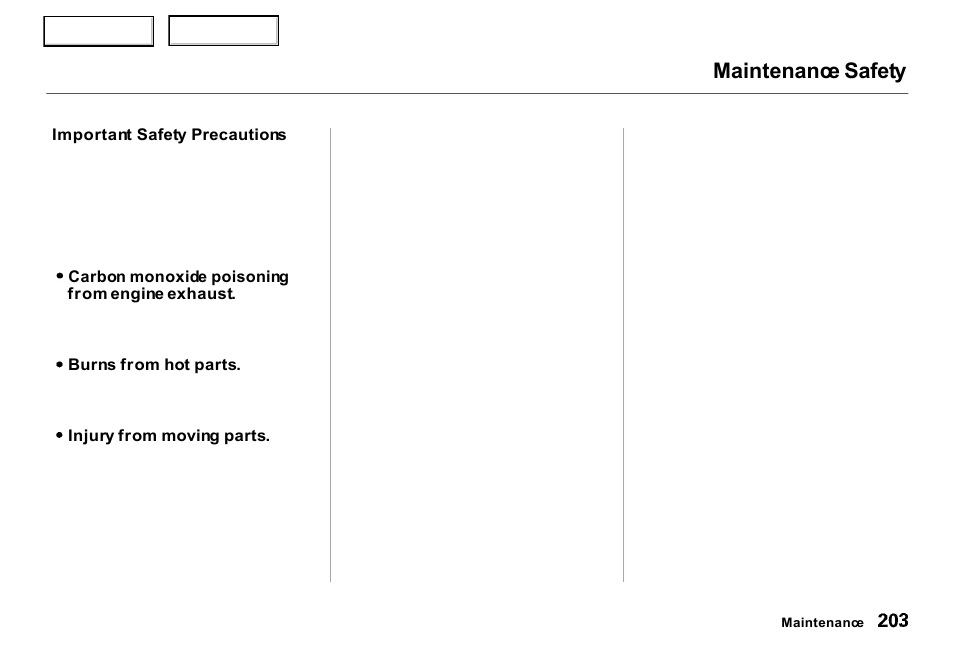 Maintenance safety | Acura 2000 RL - Owner's Manual User Manual | Page 206 / 330