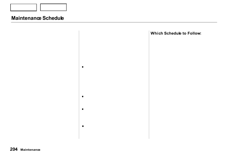 Maintenance schedule | Acura 2000 RL - Owner's Manual User Manual | Page 207 / 330