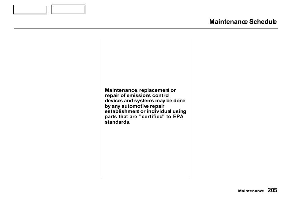 Maintenance schedule | Acura 2000 RL - Owner's Manual User Manual | Page 208 / 330