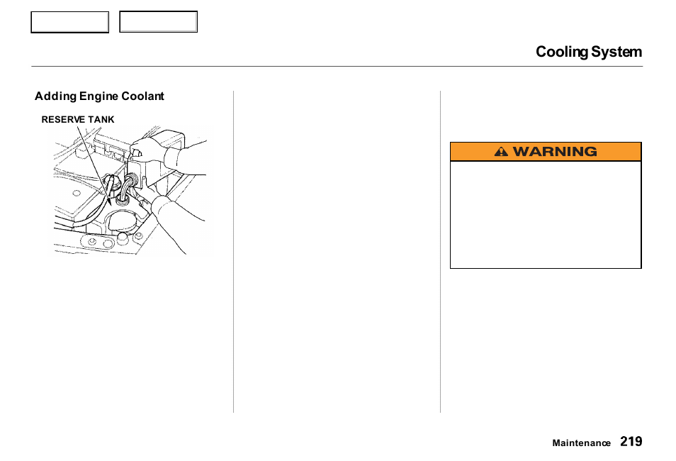 Cooling system | Acura 2000 RL - Owner's Manual User Manual | Page 222 / 330