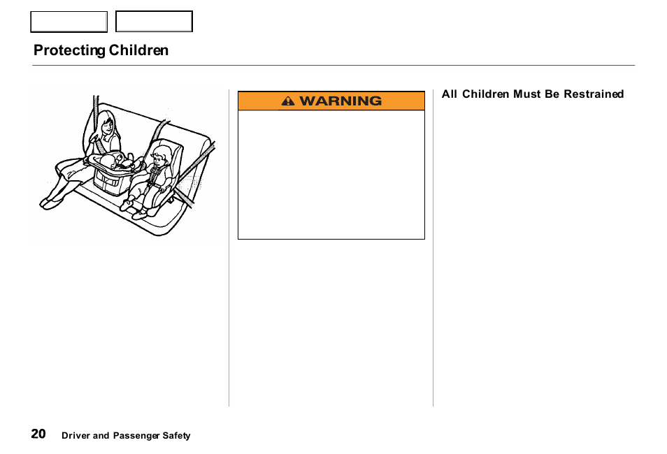 Protecting children | Acura 2000 RL - Owner's Manual User Manual | Page 23 / 330