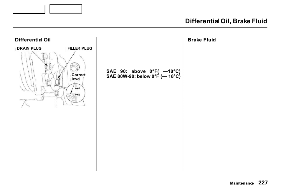 Differential oil, brake fluid | Acura 2000 RL - Owner's Manual User Manual | Page 230 / 330