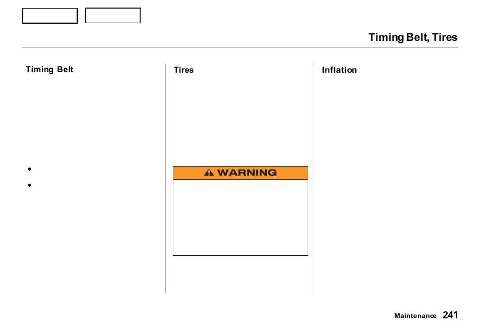 Timing belt, tires | Acura 2000 RL - Owner's Manual User Manual | Page 244 / 330