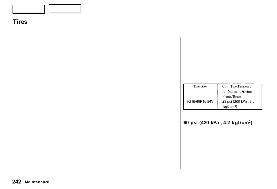 Tires | Acura 2000 RL - Owner's Manual User Manual | Page 245 / 330