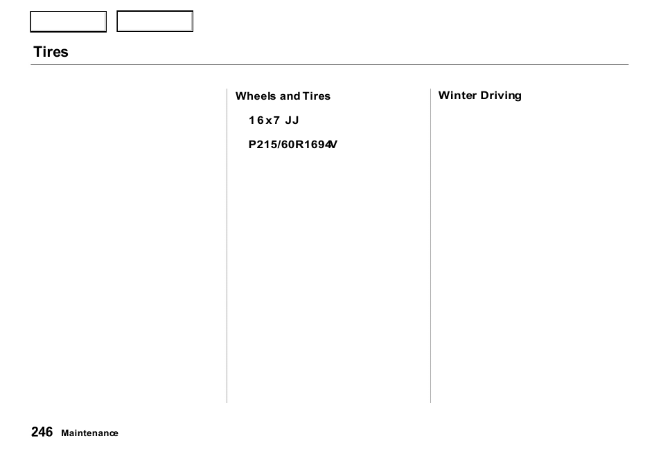 Tires | Acura 2000 RL - Owner's Manual User Manual | Page 249 / 330