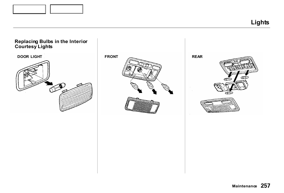 Lights | Acura 2000 RL - Owner's Manual User Manual | Page 260 / 330