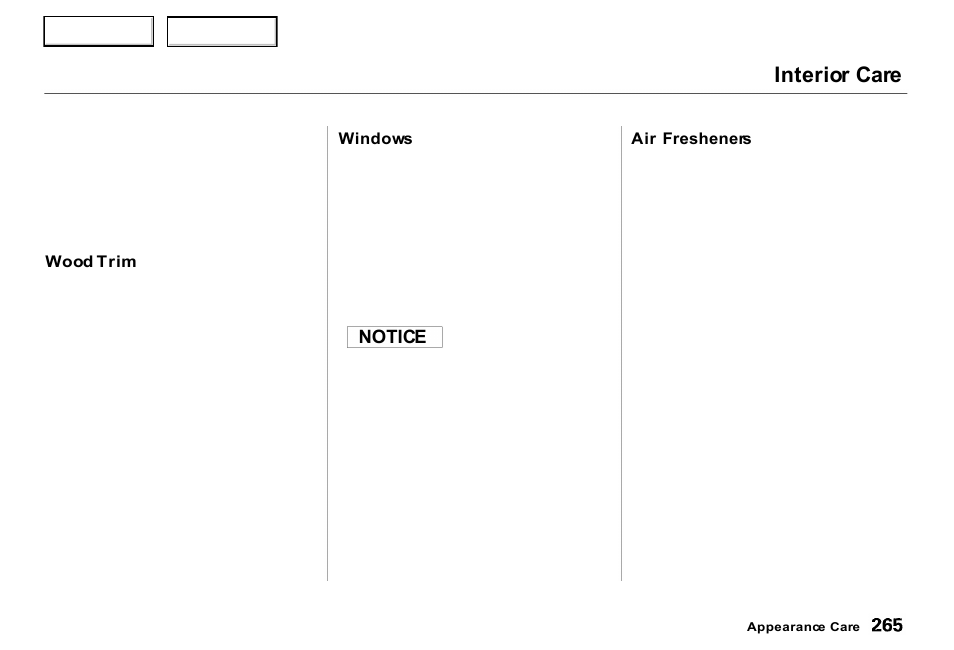 Interior care | Acura 2000 RL - Owner's Manual User Manual | Page 268 / 330