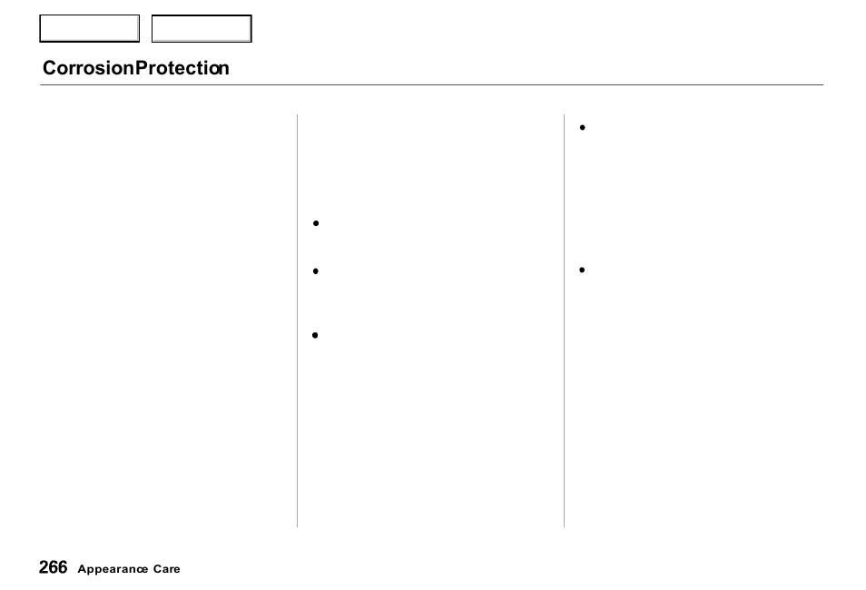 Corrosion protection | Acura 2000 RL - Owner's Manual User Manual | Page 269 / 330