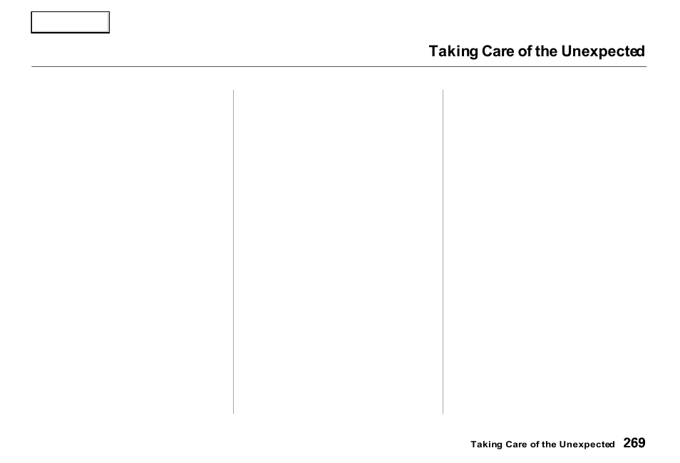 Taking care of the unexpected | Acura 2000 RL - Owner's Manual User Manual | Page 272 / 330