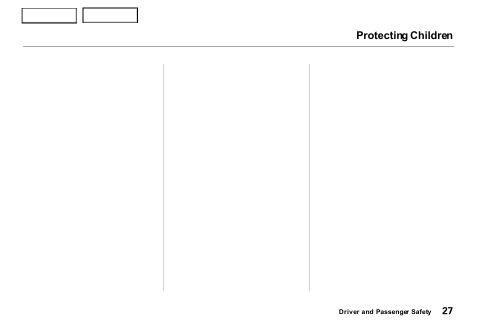 Protecting children | Acura 2000 RL - Owner's Manual User Manual | Page 30 / 330