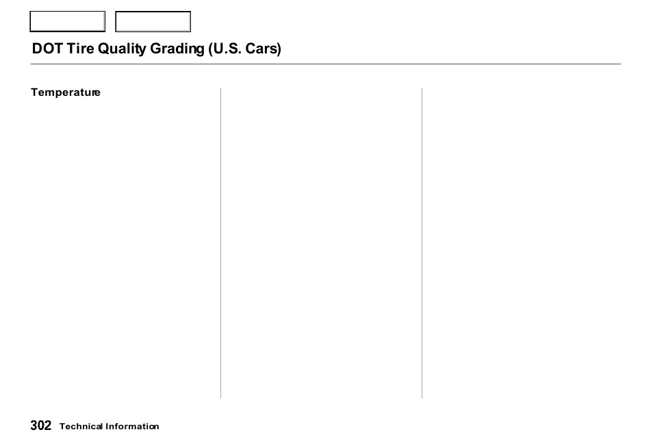 Dot tire quality grading (u.s. cars) | Acura 2000 RL - Owner's Manual User Manual | Page 305 / 330