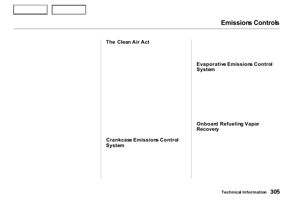 Emissions controls | Acura 2000 RL - Owner's Manual User Manual | Page 308 / 330