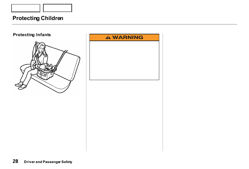 Protecting children | Acura 2000 RL - Owner's Manual User Manual | Page 31 / 330