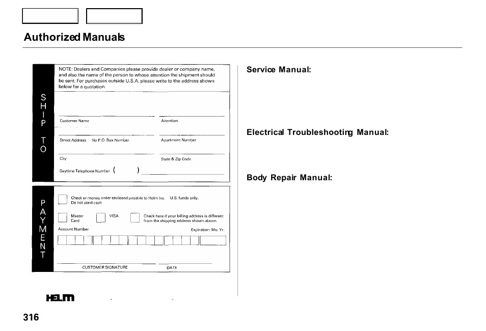 Authorized manuals | Acura 2000 RL - Owner's Manual User Manual | Page 319 / 330