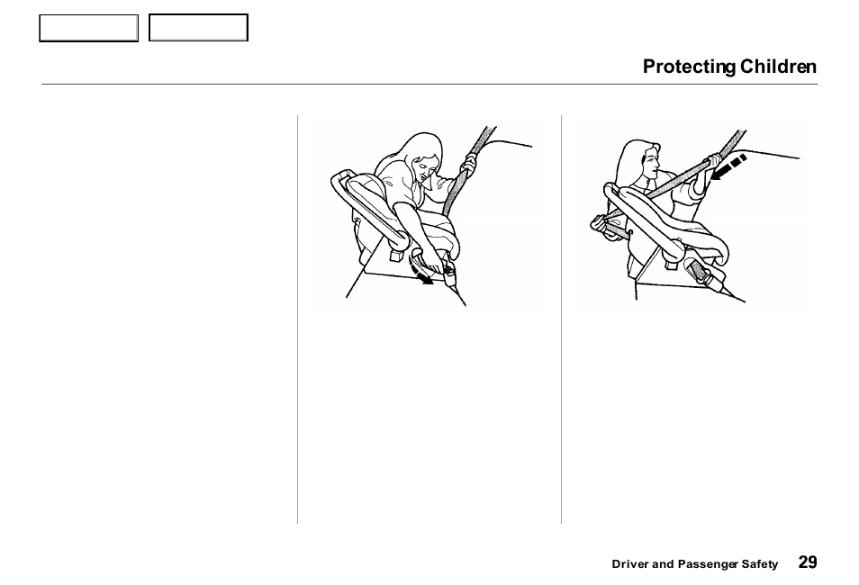 Protecting children | Acura 2000 RL - Owner's Manual User Manual | Page 32 / 330