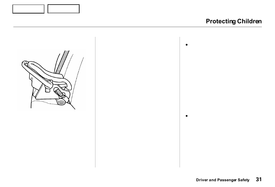 Protecting children | Acura 2000 RL - Owner's Manual User Manual | Page 34 / 330