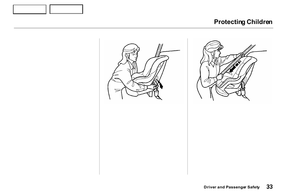 Protecting children | Acura 2000 RL - Owner's Manual User Manual | Page 36 / 330