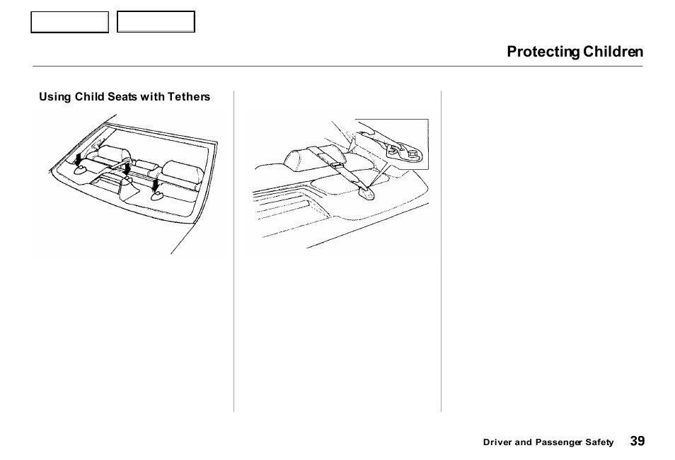 Protecting children | Acura 2000 RL - Owner's Manual User Manual | Page 42 / 330