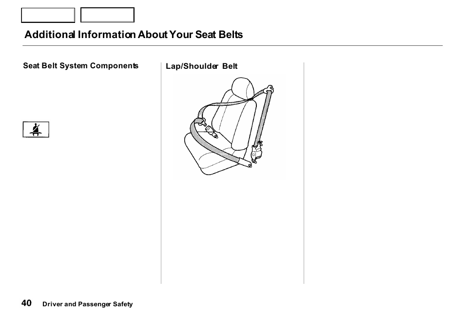 Additional information about your seat belts | Acura 2000 RL - Owner's Manual User Manual | Page 43 / 330