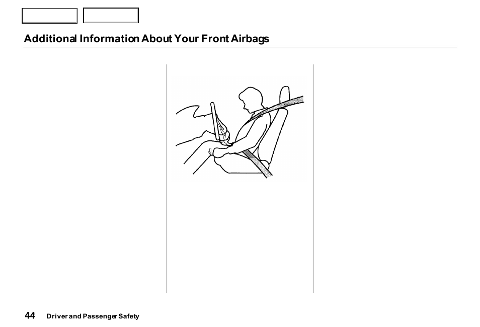 Additional information about your front airbags | Acura 2000 RL - Owner's Manual User Manual | Page 47 / 330