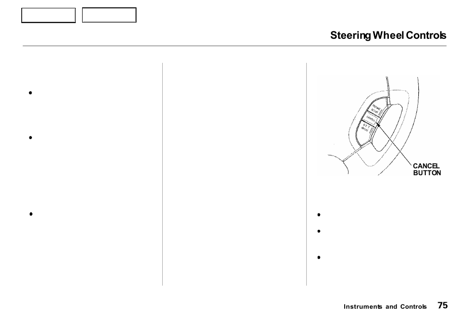 Steering wheel controls | Acura 2000 RL - Owner's Manual User Manual | Page 78 / 330