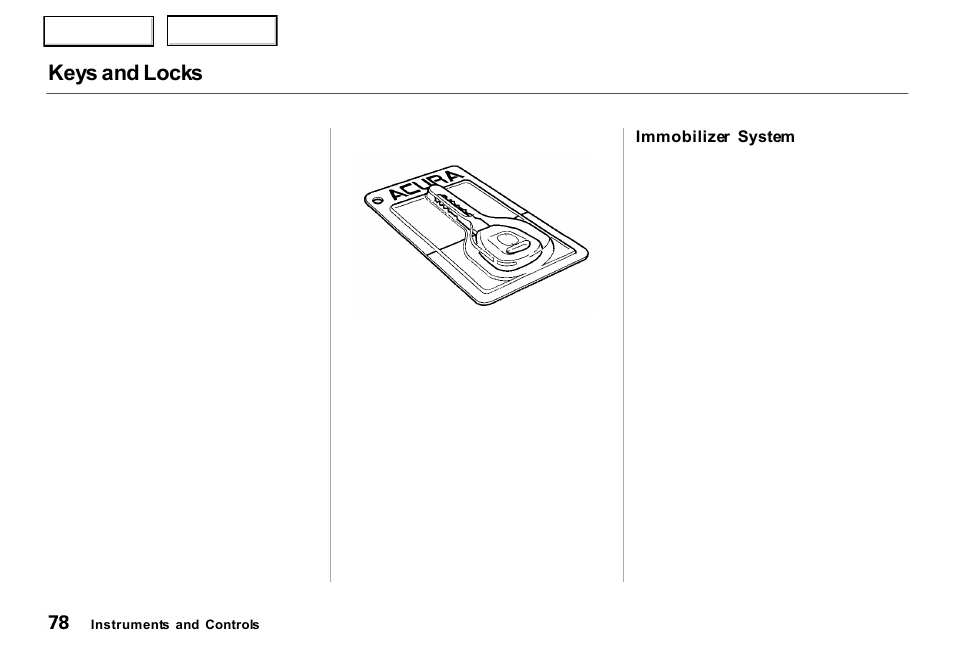 Keys and locks | Acura 2000 RL - Owner's Manual User Manual | Page 81 / 330