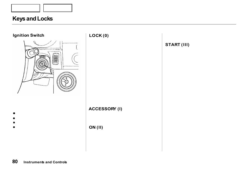 Keys and locks | Acura 2000 RL - Owner's Manual User Manual | Page 83 / 330