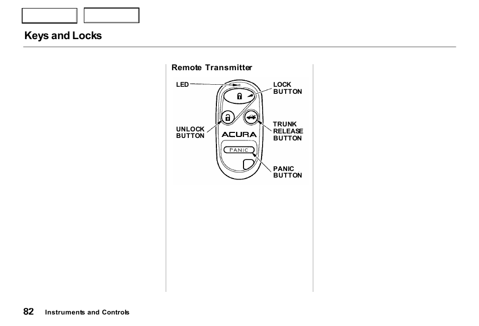 Keys and locks | Acura 2000 RL - Owner's Manual User Manual | Page 85 / 330