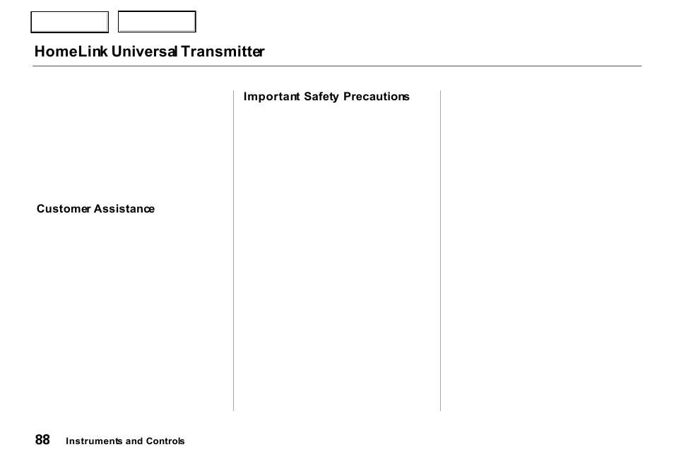 Homelink universal transmitter | Acura 2000 RL - Owner's Manual User Manual | Page 91 / 330