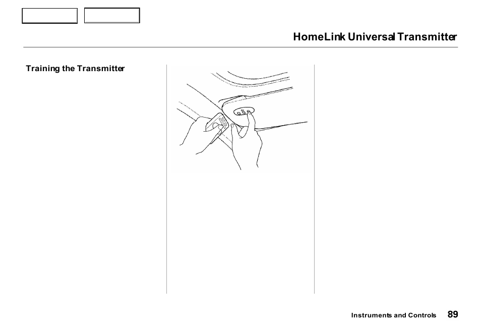 Homelink universal transmitter | Acura 2000 RL - Owner's Manual User Manual | Page 92 / 330