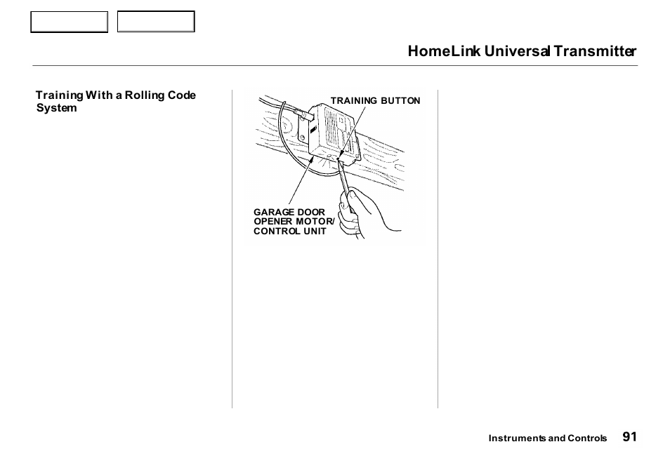 Homelink universal transmitter | Acura 2000 RL - Owner's Manual User Manual | Page 94 / 330