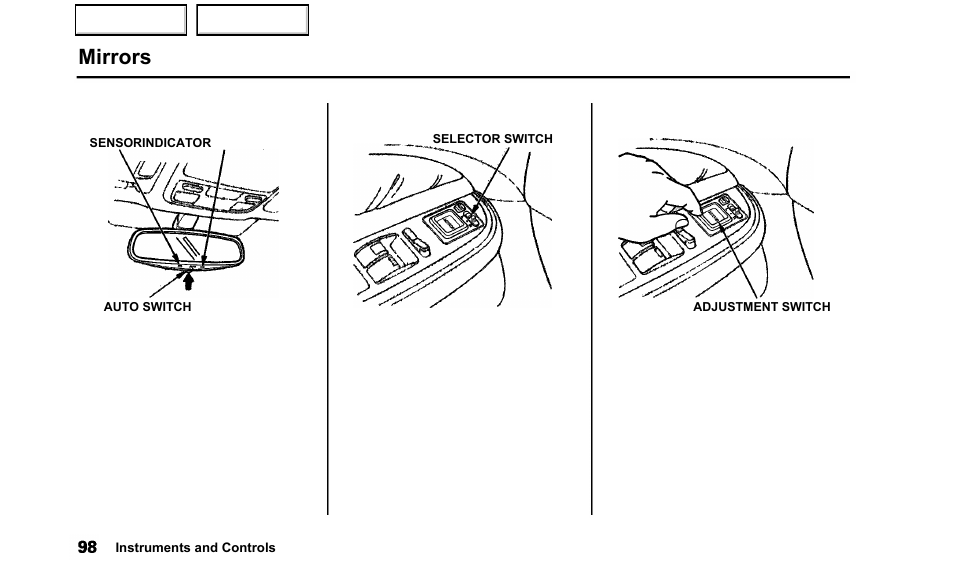 Mirrors | Acura 2000 TL - Owner's Manual User Manual | Page 101 / 311
