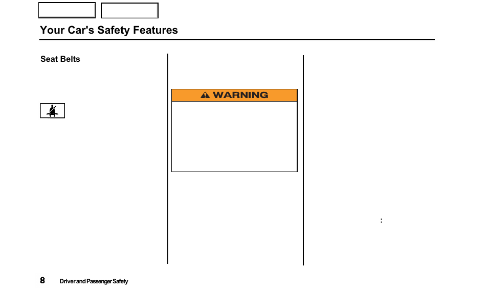 Your car's safety features | Acura 2000 TL - Owner's Manual User Manual | Page 11 / 311