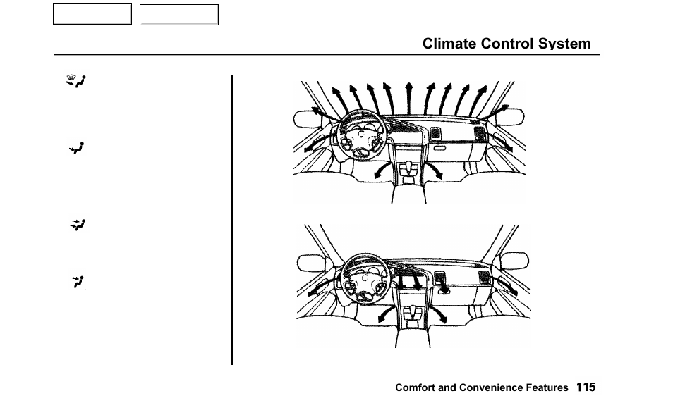 Climate control system | Acura 2000 TL - Owner's Manual User Manual | Page 118 / 311