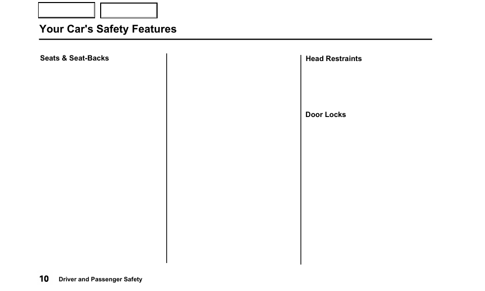 Your car's safety features | Acura 2000 TL - Owner's Manual User Manual | Page 13 / 311