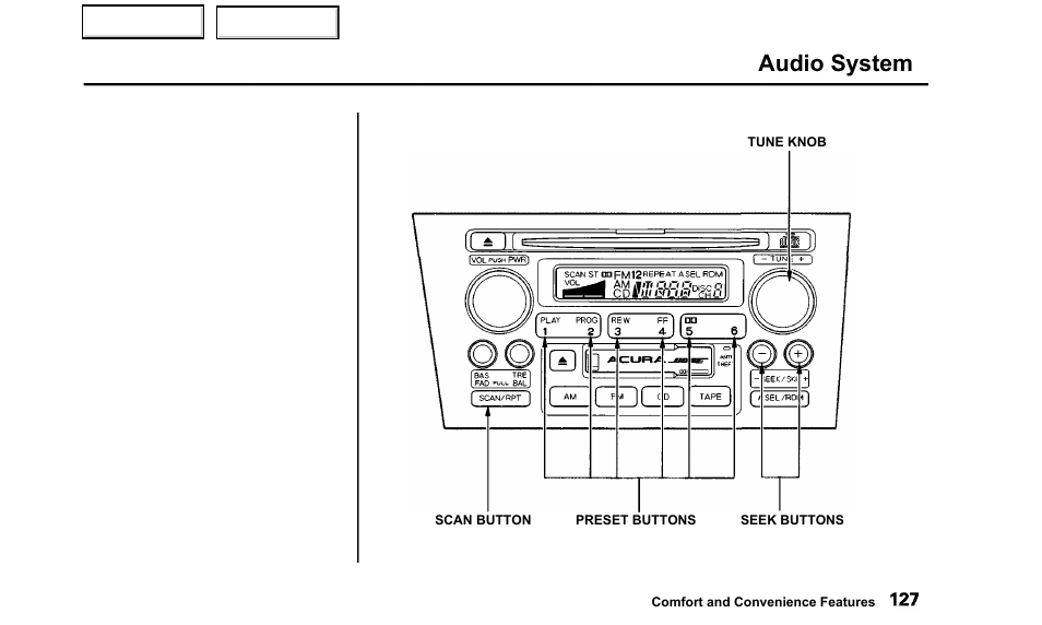 Audio system | Acura 2000 TL - Owner's Manual User Manual | Page 130 / 311